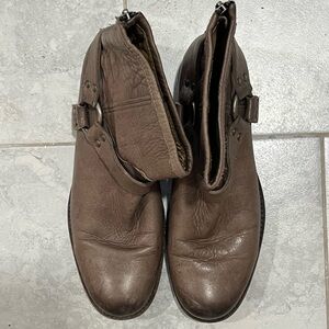 Frye Leather Moto Bootie in Grey - US Size 10